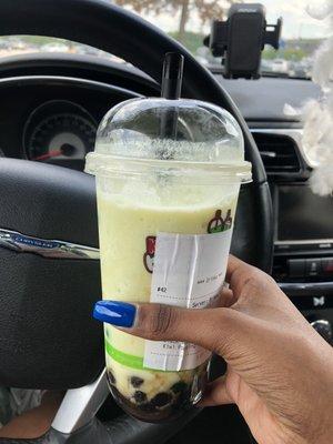 200. Honeydew Pineapple Smoothie with boba and kiwi popping pearls