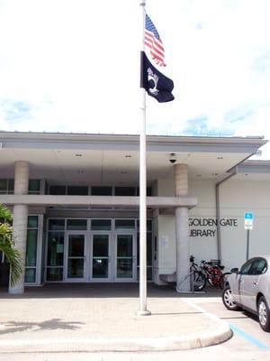 The entrance to the new, nice building.