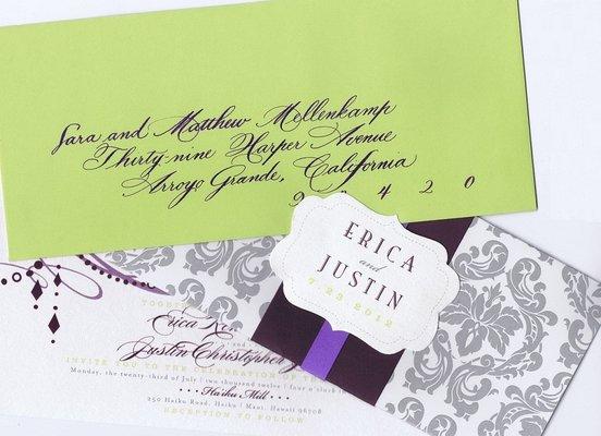 Hand-crafted calligraphy to match pre-printed script makes for a sweet first image of your wedding or special event.