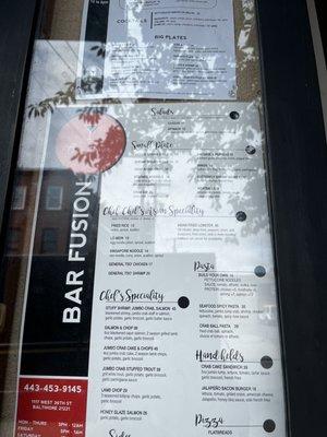 A photo of the menu- Asian food now? Still called Bella Italia, but maybe they gave up on the Italian?