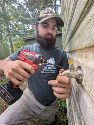 Matt drilling outside