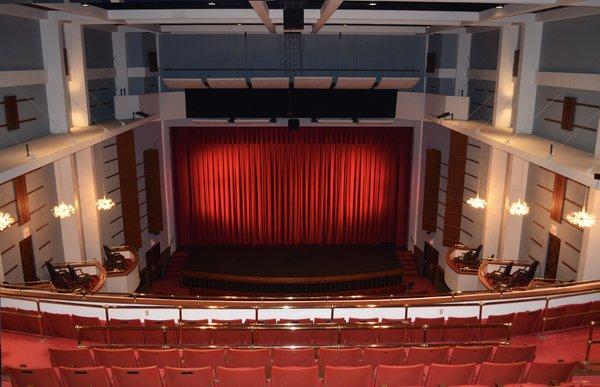 View of the Mary D'Angelo Performing Arts Center stage from the balcony.