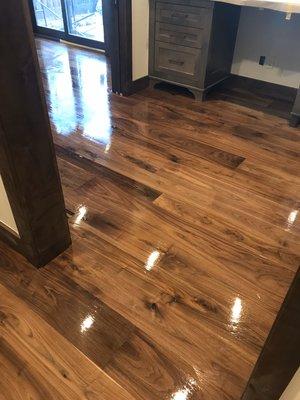 Walnut flooring. Still wet