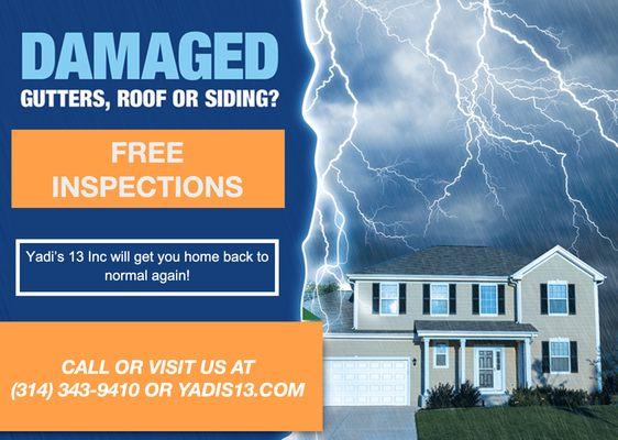 Give us a call at (314) 731-6310 or book a free estimate at Yadis13.com! We work with all insurance companies!