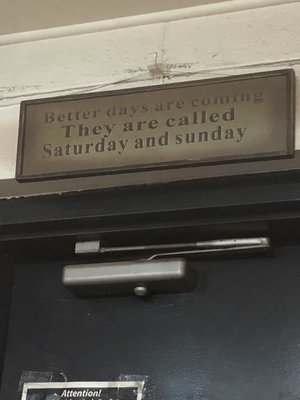 Sign above door