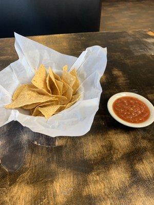 Chips and very spicy salsa