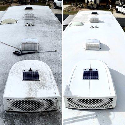 Before and after Rv roof cleaning