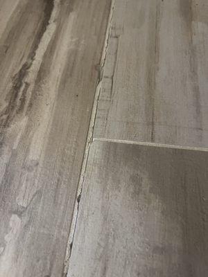 Porcelain tile where the grout is crumbling and cracking. Owner (Wesley) very unresponsive.