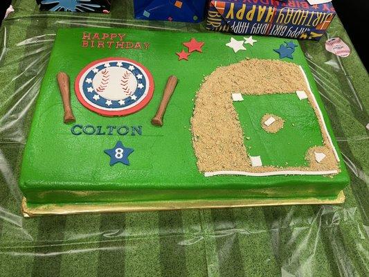 Baseball themed birthday cake.