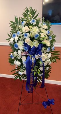 Sympathy floral arrangement for my cousin's services.