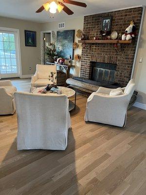 They ripped out the carpet in this room and added so the whole first floor is hardwood!