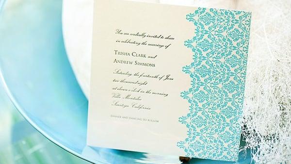 Damask letterpress invitation