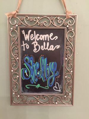 The plaque outside the fitting room for the BTB, so cute and welcoming!