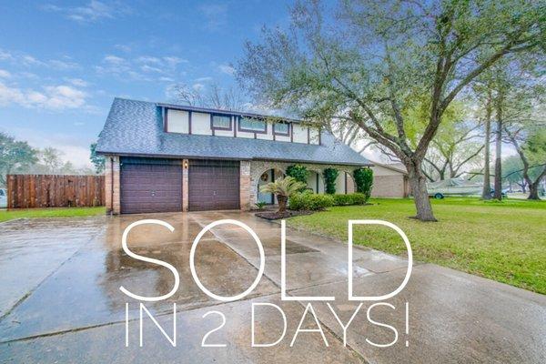 League City home in Newport subdivision sold in 2 days.