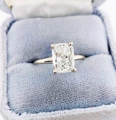 Cushion Cut Solitaire Ring by Shapiro Diamonds jewelers in Dallas, Texas