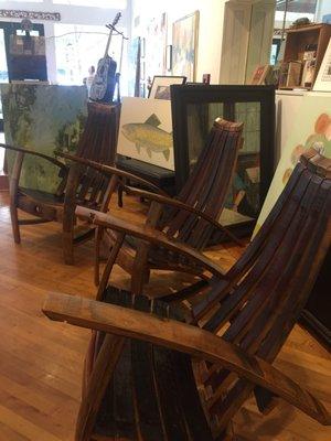 Chairs made of wine barrels!