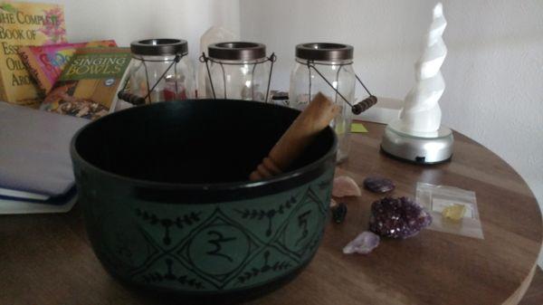 Susie Reiki Master Teacher, these are my Singing Bowls, and Crystals, for Beautiful Healing.