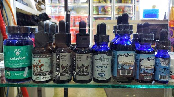 Selection of CBD oils.