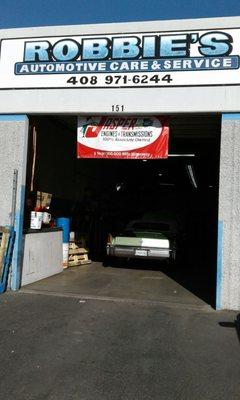 my 1969 Cadillac being serviced at Robbies. auto