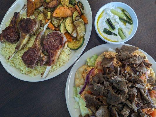 Rack of Lamb and Greek Nachos Plate this is the full plate and it is a lot of food.