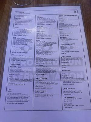 Drinks menu (Crooked Run)