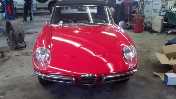 1966 Alfa Romeo Round Tail Spyder, recently restored at PJ auto repair.