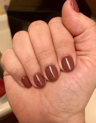 Great shape, lovely color, and not applied too thick! Perfect.