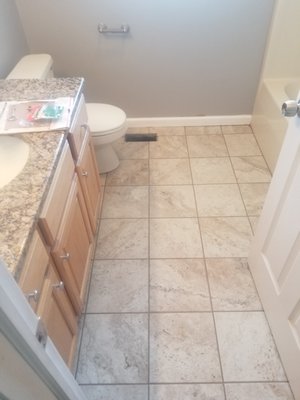 new tile and trim install in this beautiful full bathroom!