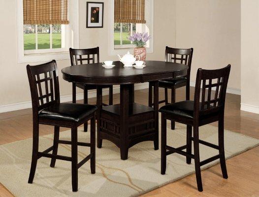 high table with extension and storage in the lower part with 4 chairs, black color; available in cherry gray and antique white