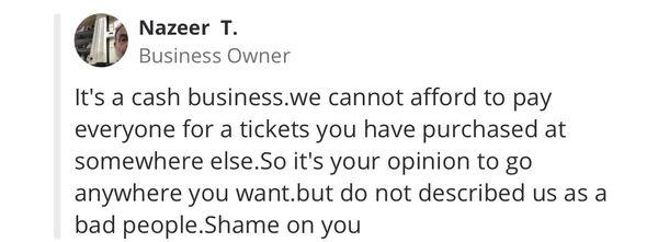 Response from a terrible owner .