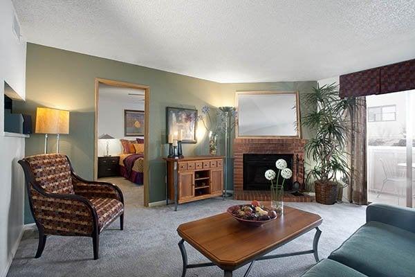 Model Living Room at Quail Ridge Apartments in Thornton, CO.