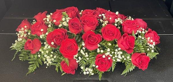 30 red rose centerpiece for a 30th Wedding Anniversary Dinner