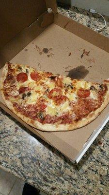 Large pepperoni,  pinapple, and mushroom