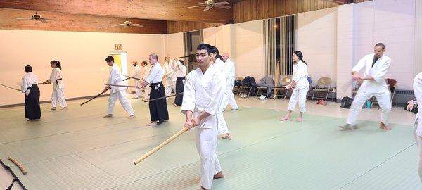 Weapons training at Tenchi Aikido