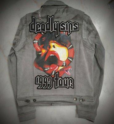 Custom design jean jacket  "deadly sins 1993 tour's.