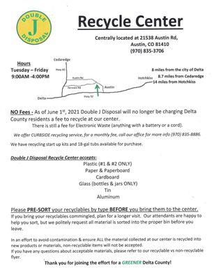 Info about the upcoming changes at our recycling center, starting June 1st!