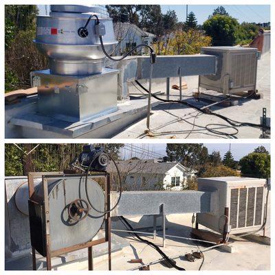 New mushroom unit and new swamp cooler unit installation in pacific Palisades City California.