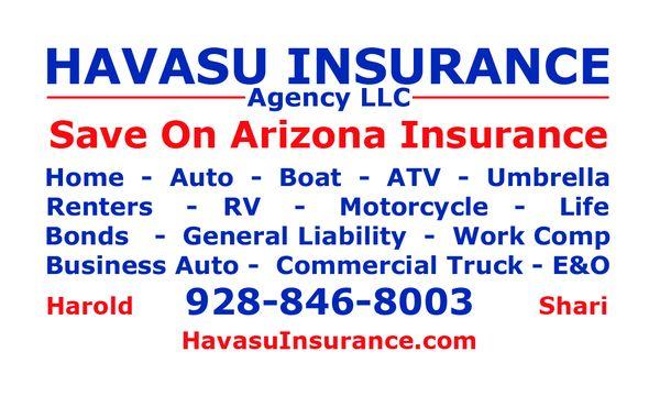 Havasu Insurance business card