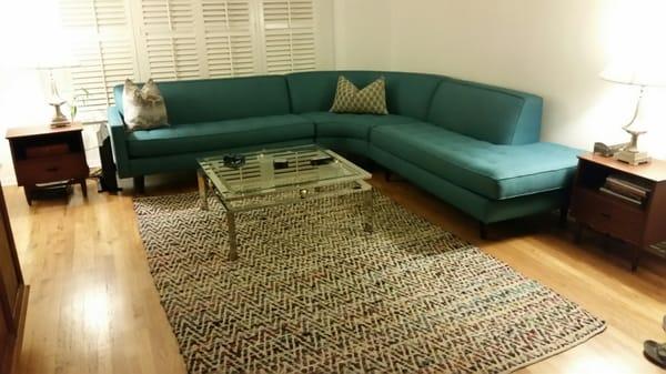 Apt2b Monroe sectional teal color.