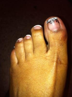 Pedicure by Kathy $10, French tip $3, design $5 pedicure= $18