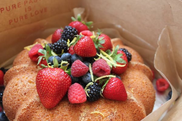 Almond Bundt Cake with Fresh Fruit and hints of Lemon