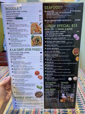 Menu page 2 as of 5/13/24 @ Lemon Grass.