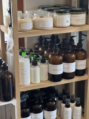 Local candles, lotions, room spray and soaps