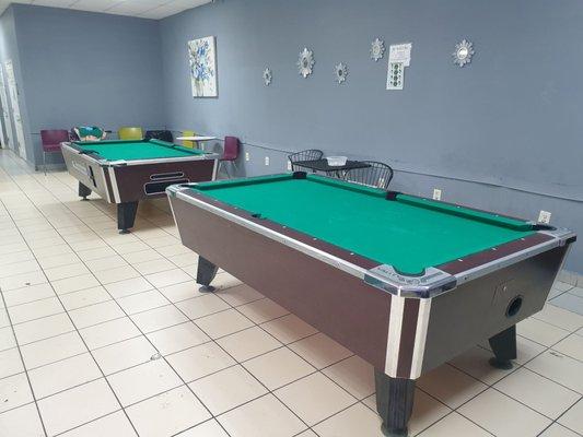 Pool tables at waiting area