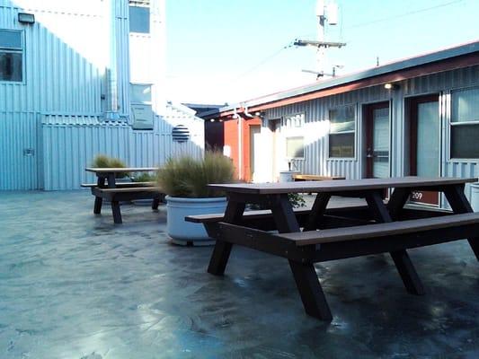 Picnic benches for sunny days.