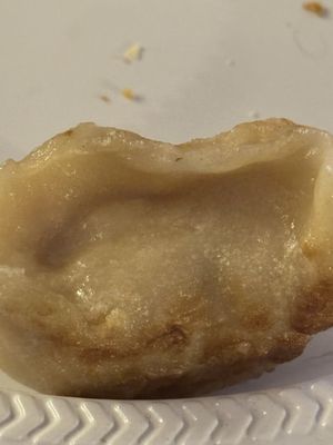 Pot sticker with dough that was at least 3 times too thick