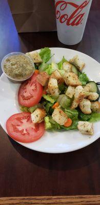 house salad with homemade Italian dressing, which was very good