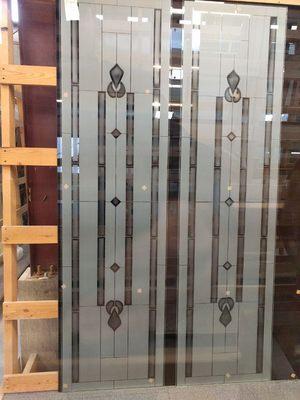 Custom sandblasted panels for French doors