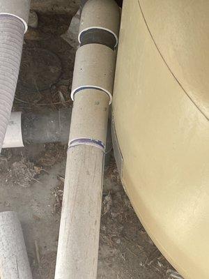 This is the patch and u can see all these pvc pipes glued together. This is their idea of an upgrade ‍