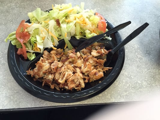 Chicken cheesesteak with no bread and a side salad